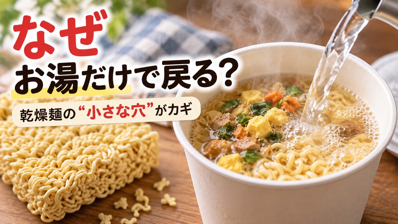 インスタントラーメンはなぜお湯で戻る？小さな穴と乾燥の仕組み